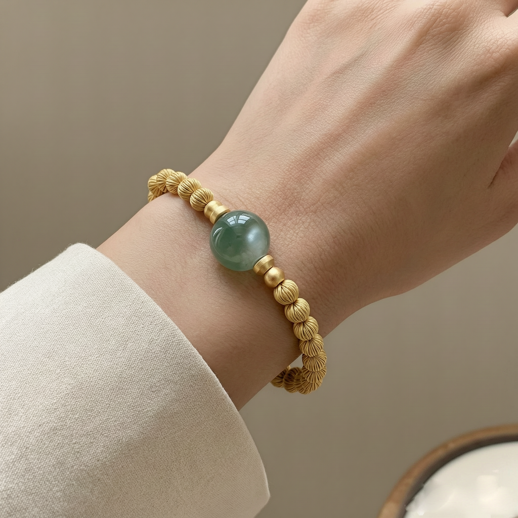 Elegant Green Stone Gold Bracelet