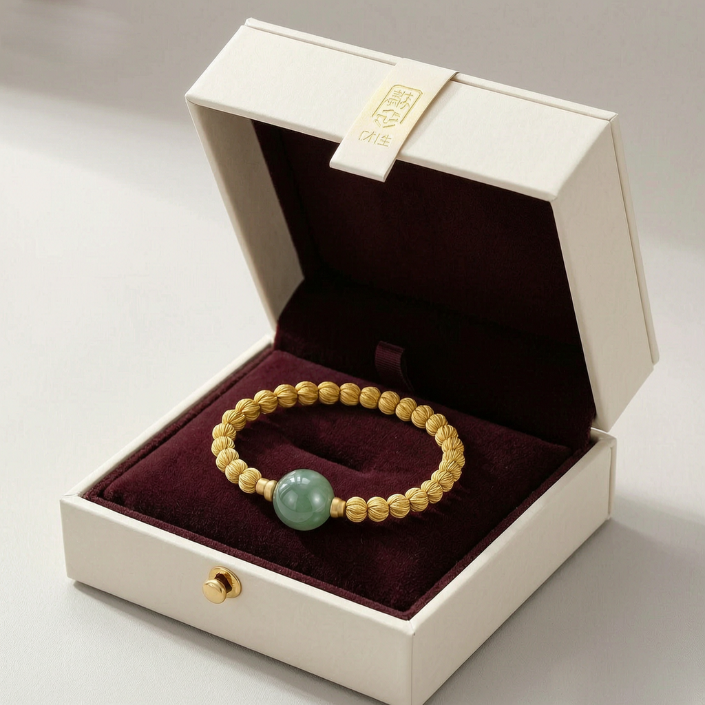 Elegant Green Stone Gold Bracelet