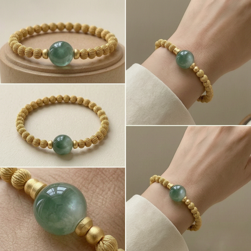 Elegant Green Stone Gold Bracelet