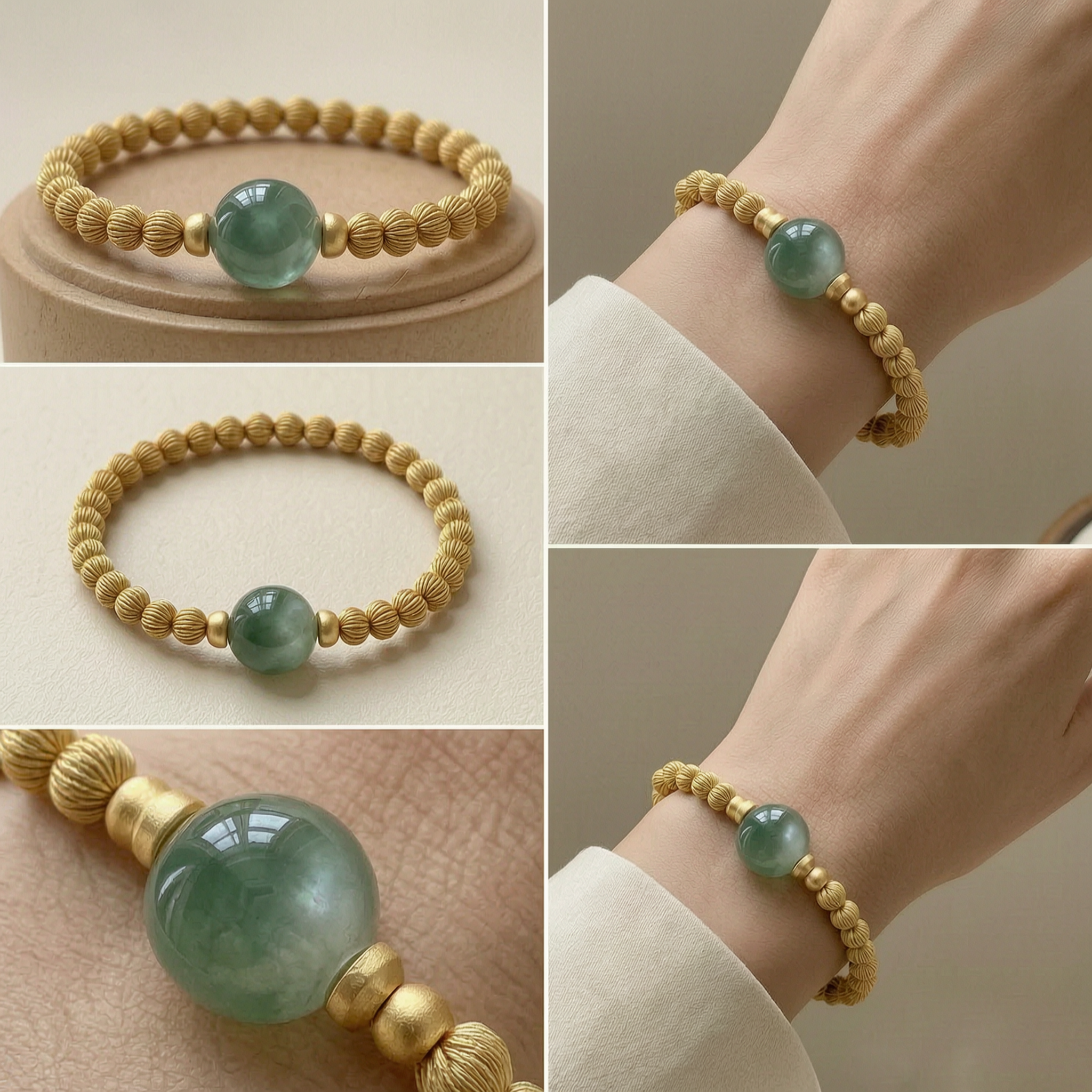 Elegant Green Stone Gold Bracelet