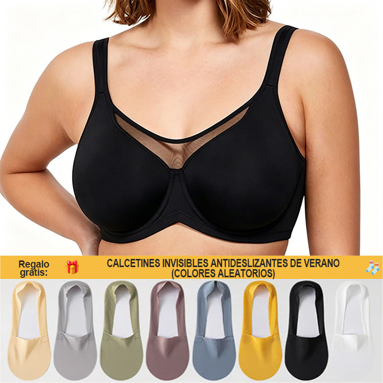 🏆LUCKYSONG® Último Día – Precio Especial 💐 Sujetador Elegante Transparente de Cobertura Completa Plus Size - Negro