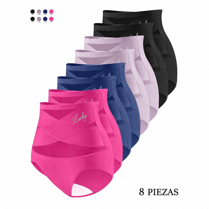 🌸 LUCKYSONG® Último Día – Compra 1 y Recibe 3 Packs ✨ Bragas Talle Alto Plus Size con Control Cruzado de Abdomen