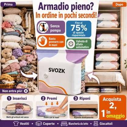 ULTIMO GIORNO! 🔥 SCONTO 70% 👕 SVOZK® Sacchetti sottovuoto 3D senza pompa 📦 L’organizer tutto-in-uno definitivo per vestiti, giocattoli, libri e peluche 🧸📚👕🧦