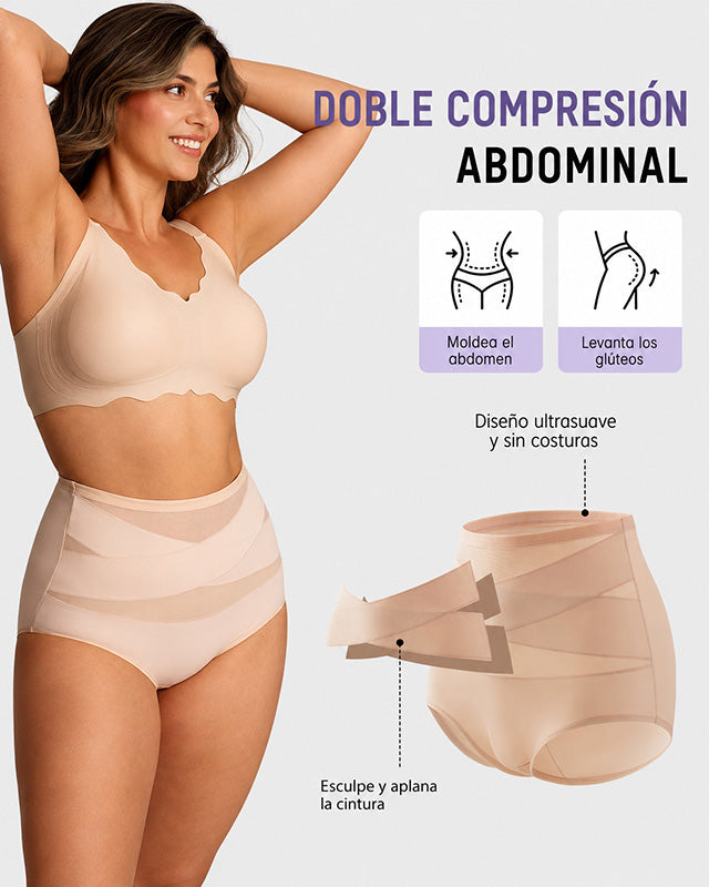 🌸 LUCKYSONG® Último Día – Compra 1 y Recibe 3 Packs ✨ Bragas Talle Alto Plus Size con Control Cruzado de Abdomen