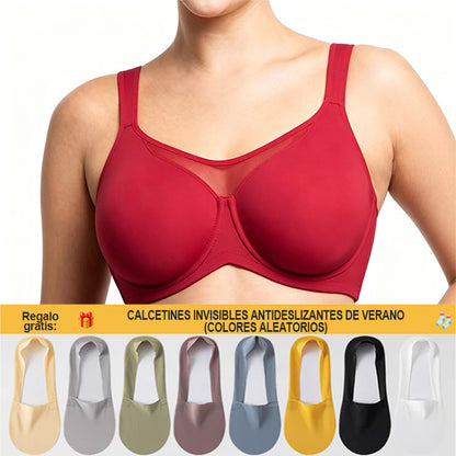 🏆LUCKYSONG® Último Día – Precio Especial 💐 Sujetador Elegante Transparente de Cobertura Completa Plus Size - Negro