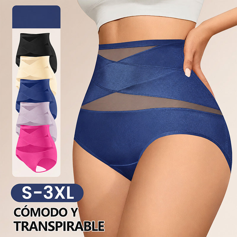 🌸 LUCKYSONG® Último Día – Compra 1 y Recibe 3 Packs ✨ Bragas Talle Alto Plus Size con Control Cruzado de Abdomen