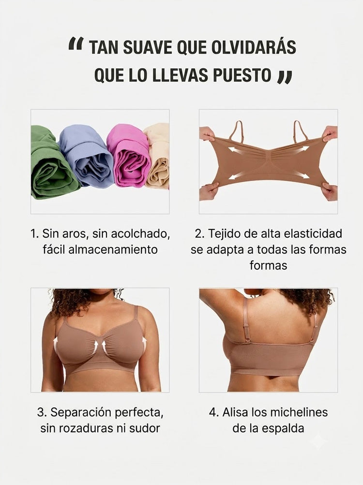 🏆LUCKYSONG® Sujetador Sin Aros de Uso Diario, Sin Relleno, Suave y Ligero