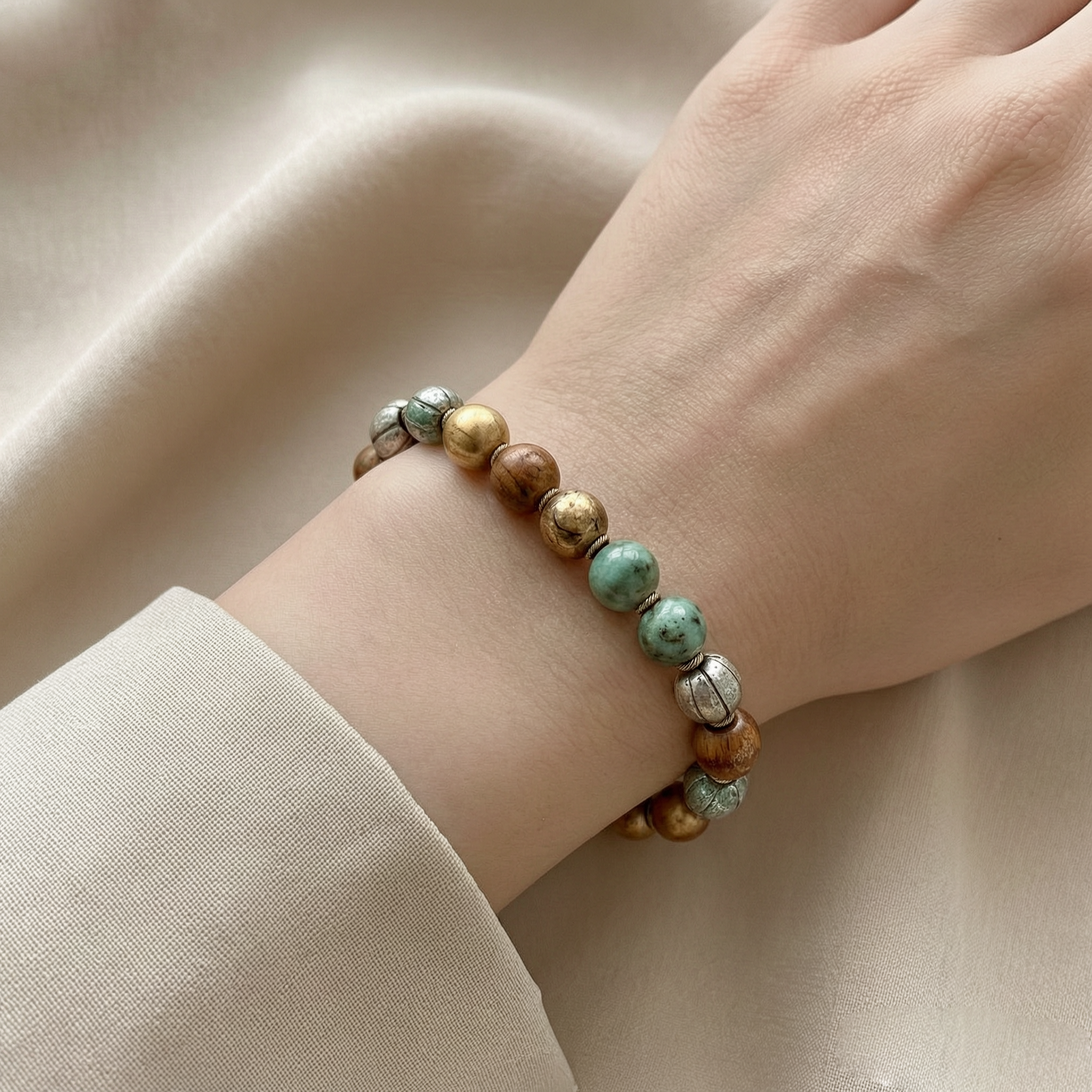 Vintage Mixed Bead Stretch Bracelet