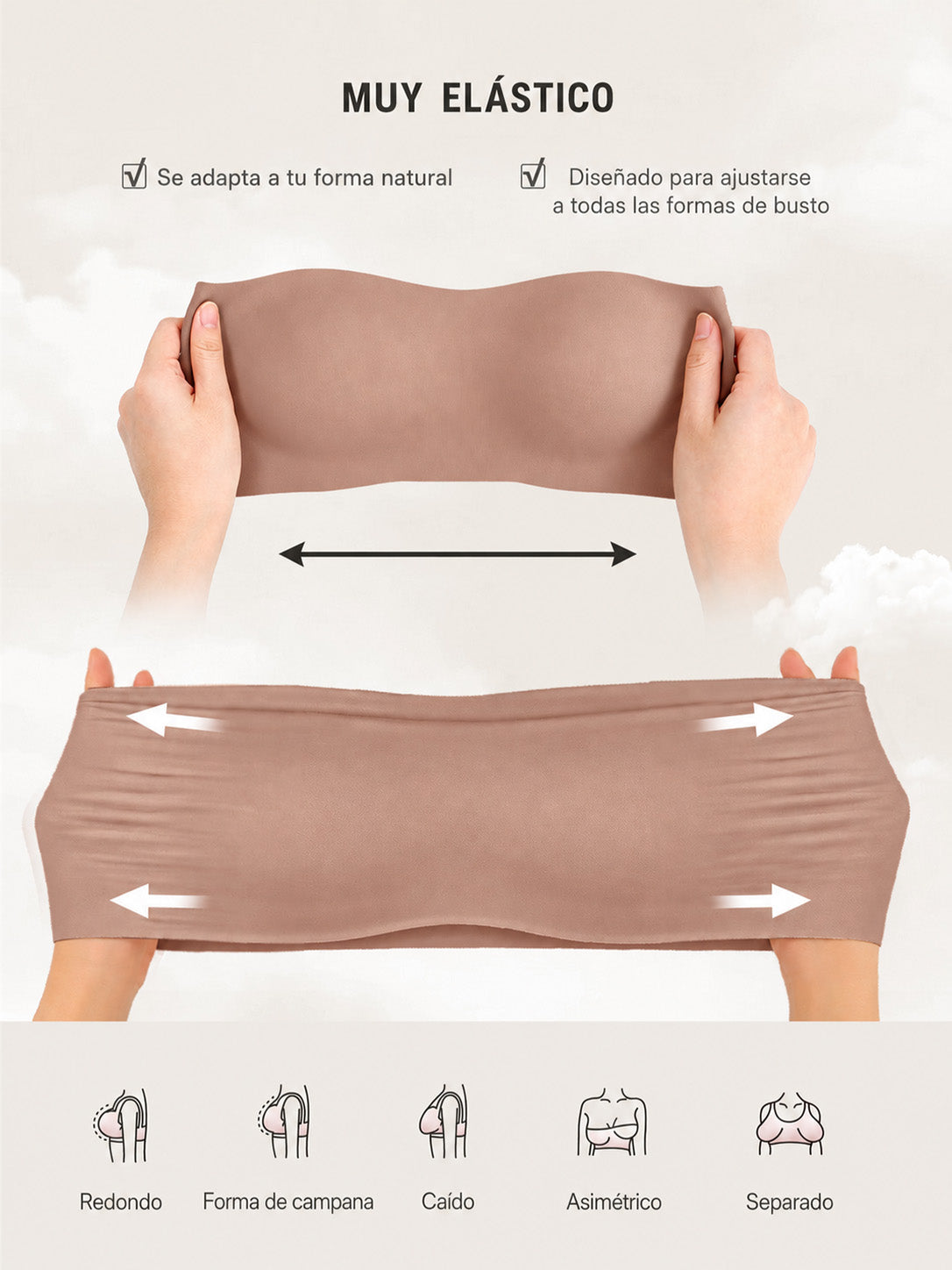 🏆LUCKYSONG® Sujetador Bandeau Sin Tirantes Ultrasuave Tipo Mantequilla