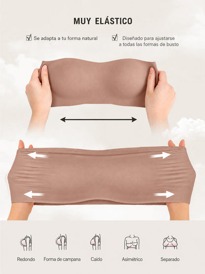 🏆LUCKYSONG® Sujetador Bandeau Sin Tirantes Ultrasuave Tipo Mantequilla