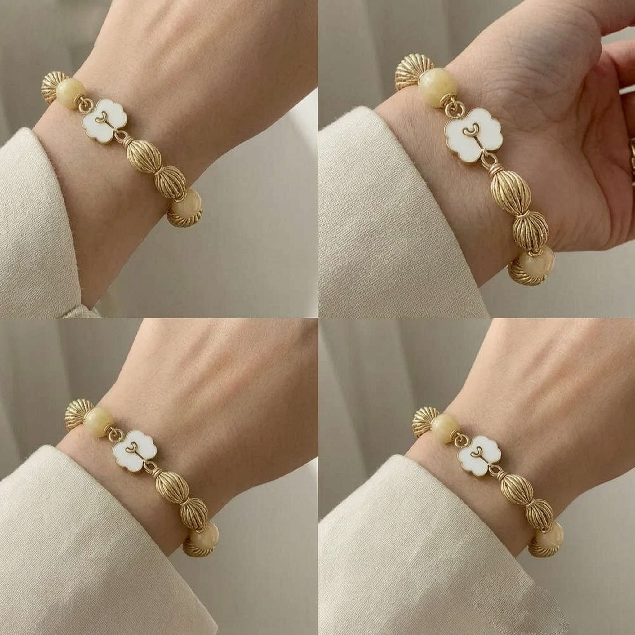 Elegant Flower Charm Gold Bracelet