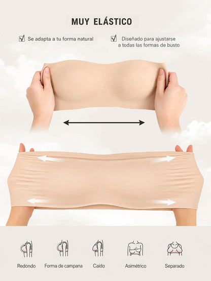 🏆LUCKYSONG® Sujetador Bandeau Sin Tirantes Ultrasuave Tipo Mantequilla