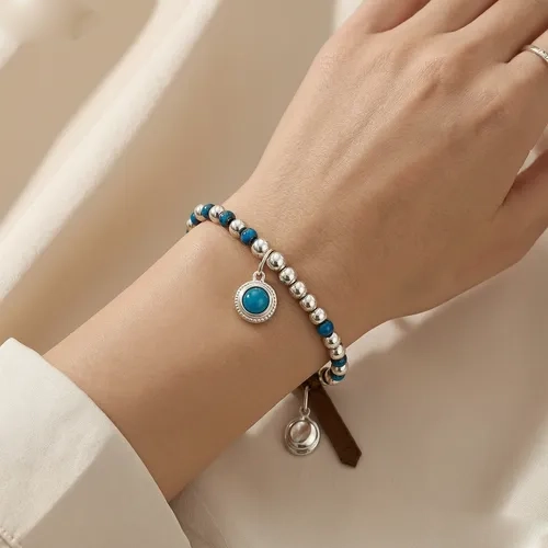 Turquoise Charm Beaded Bracelet