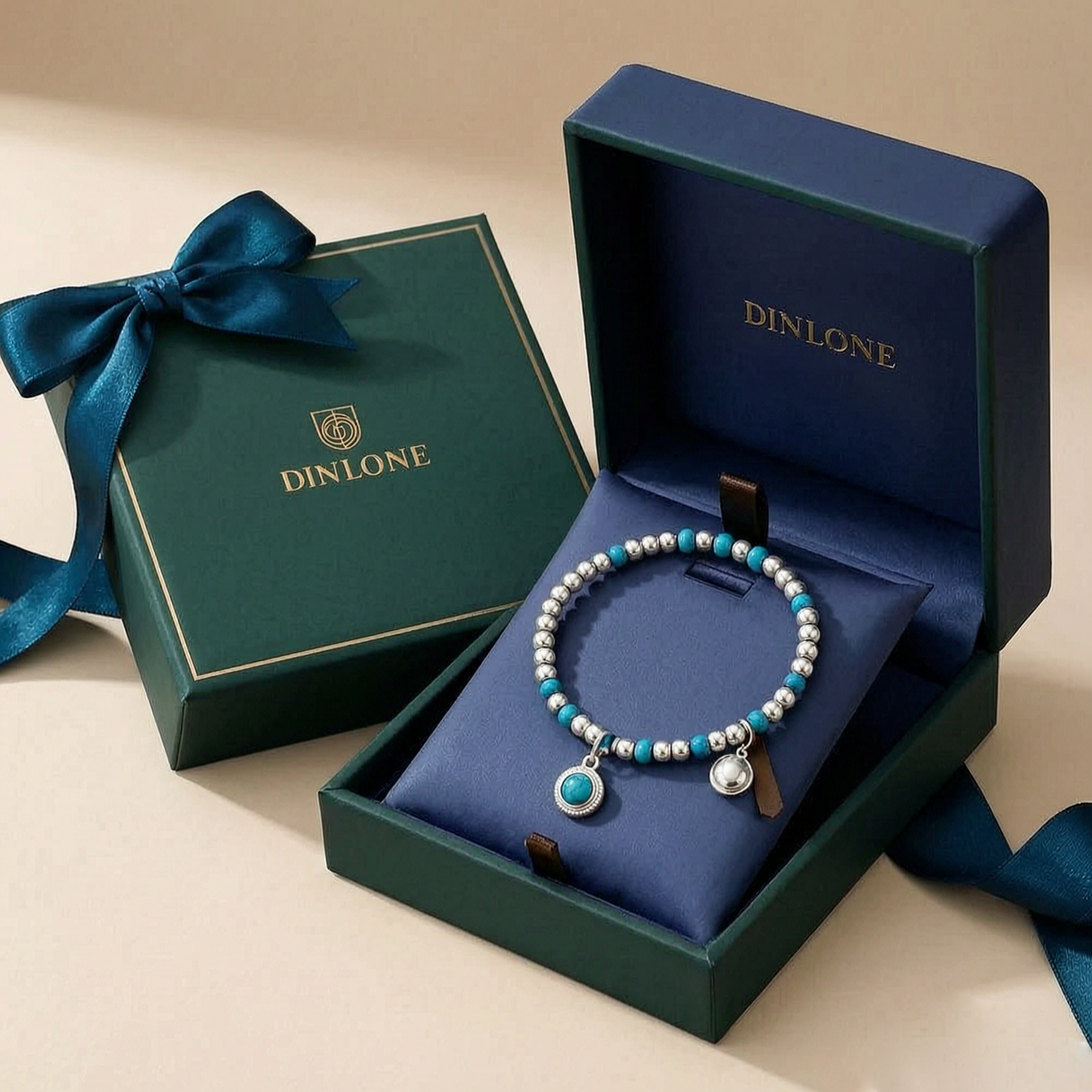 Turquoise Charm Beaded Bracelet