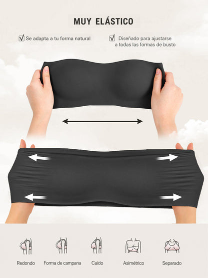 🏆LUCKYSONG® Sujetador Bandeau Sin Tirantes Ultrasuave Tipo Mantequilla