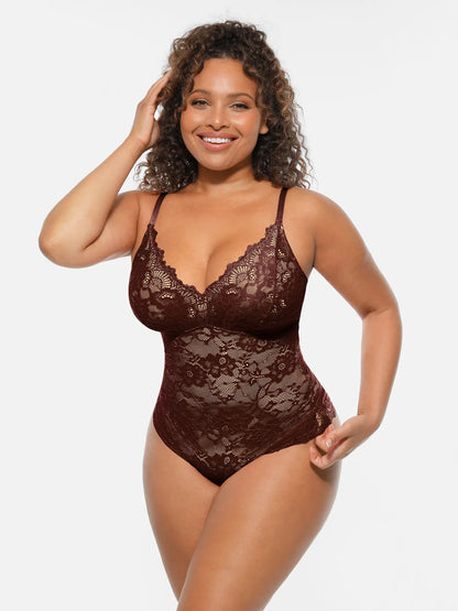 🏆LUCKYSONG® Body Moldeador de Encaje con Doble Capa y Control de Abdomen