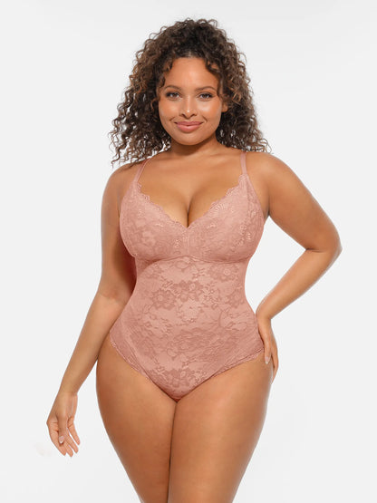 🏆LUCKYSONG® Body Moldeador de Encaje con Doble Capa y Control de Abdomen
