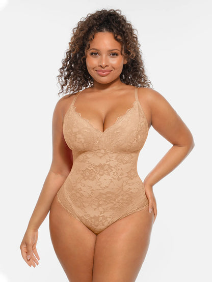 🏆LUCKYSONG® Body Moldeador de Encaje con Doble Capa y Control de Abdomen