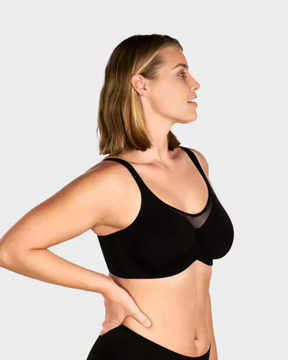 🏆LUCKYSONG® Último Día – Precio Especial 💐 Sujetador Elegante Transparente de Cobertura Completa Plus Size - Negro