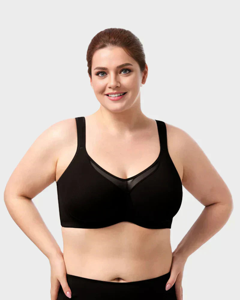 🏆LUCKYSONG® Último Día – Precio Especial 💐 Sujetador Elegante Transparente de Cobertura Completa Plus Size - Negro