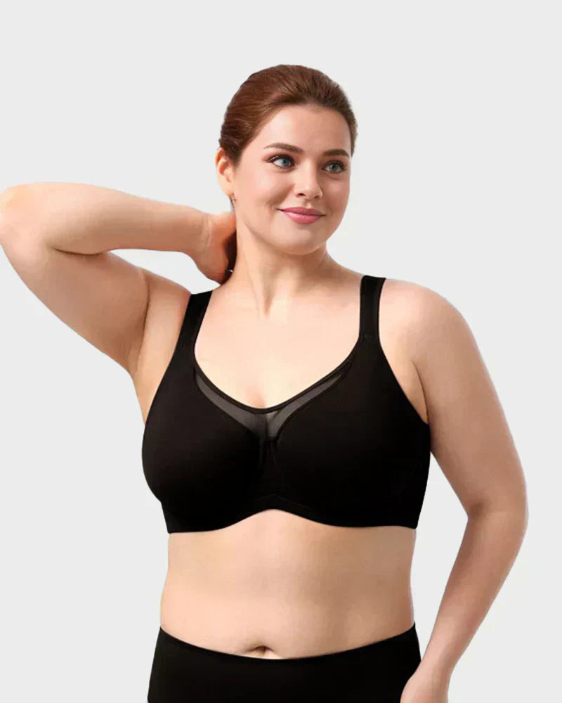 🏆LUCKYSONG® Último Día – Precio Especial 💐 Sujetador Elegante Transparente de Cobertura Completa Plus Size - Negro