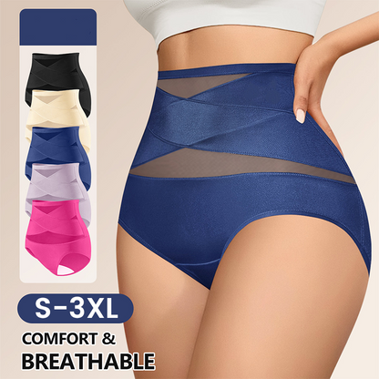 🌸 LUCKYSONG® Último Día – Compra 1 y Recibe 3 Packs ✨ Bragas Talle Alto Plus Size con Control Cruzado de Abdomen